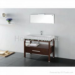 Bathroom Solid Wooden Cabinet With Ceramic Basin