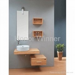 Bathroom Solid Wooden Cabinet With Ceramic Basin 