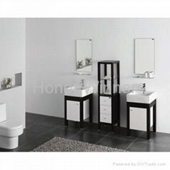 bathoom Solid Wooden Cabinet With Double Ceramic Basin 