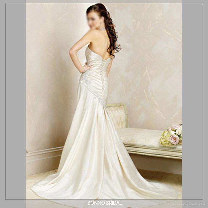 High quality satin applique bridal Wedding Dress 2