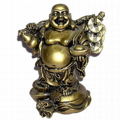 Laughing Buddha with Gold Ingot for Wealth Feng Shui