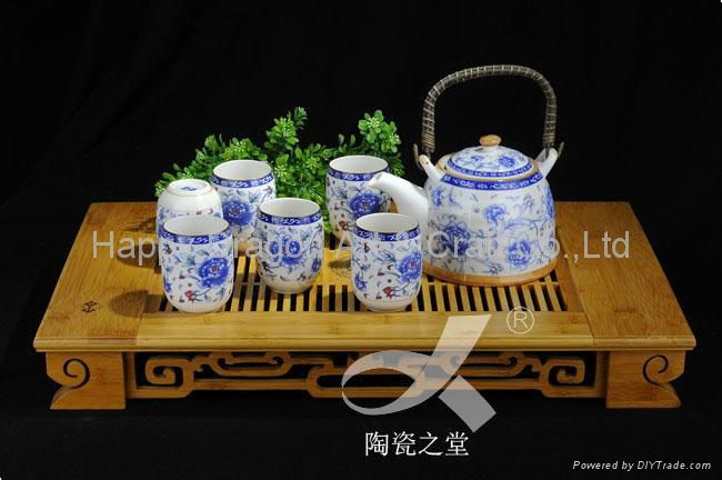 Japanese style Porcelain peony tea set 