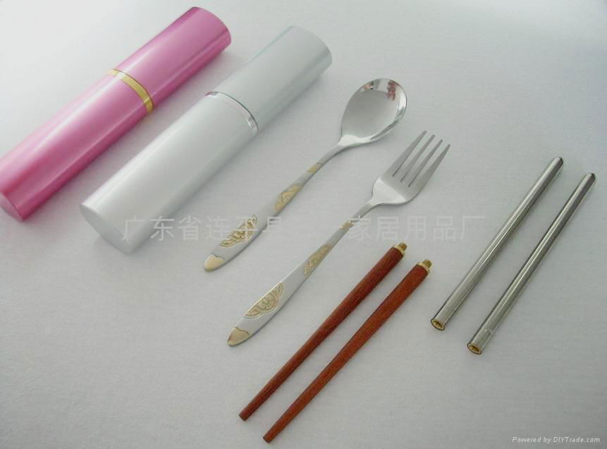 Chopsticks, spoon and fork set 4