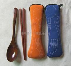 Wooden spoon and wooden chopsticks