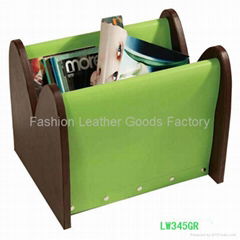 Faux Leather (PU, PVC) Or Genuine Leather Magazine Basket, Leather magazine tote