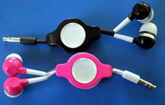 Retractable Earphone for CD,DVD, ipod, mp3/mp4 player