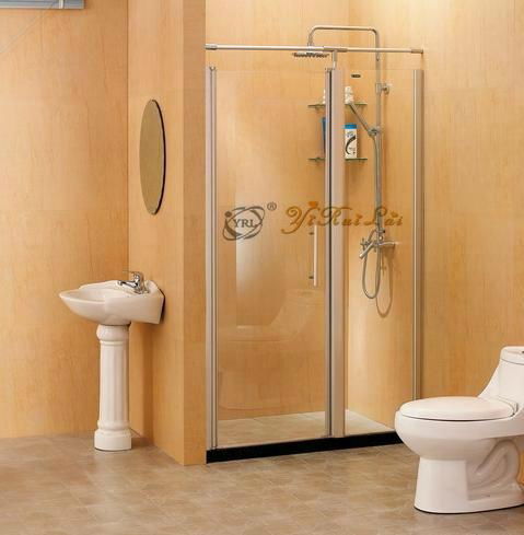 One fixed one linked outside hinged door shower screen