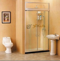 Two fixed two linked sliding doors shower screen shower room