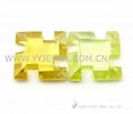 Loose colored gemstones at factory