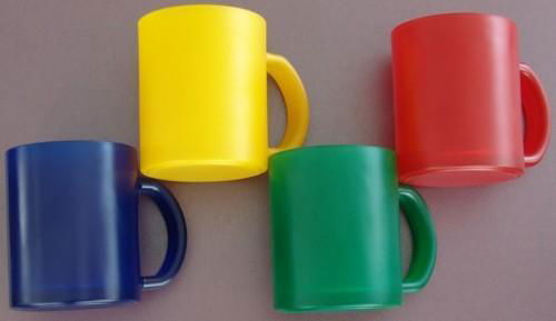 colored glass mug