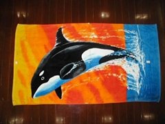 100% cotton velour and Reactive printed beach towel