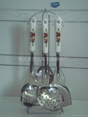 White porcelain kitchen utensil  A combination of seven