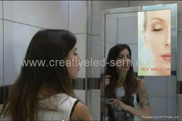 Airport Washroom Mirror Media Display2013