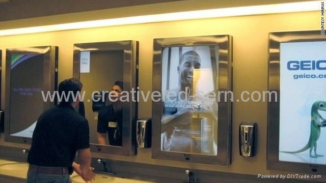 Airport Washroom Mirror Media Display2013 3