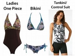 Ladies Swimwear Bikini Tankini and One Piece Swimsuit