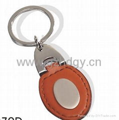 leather  keychain . metal keychain 