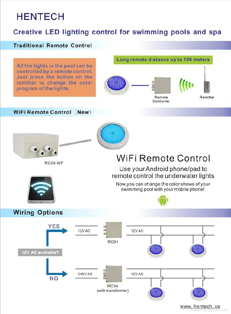 Wifi remote control IP68 waterproof  LED underwater swimming Pool light HT023C 5