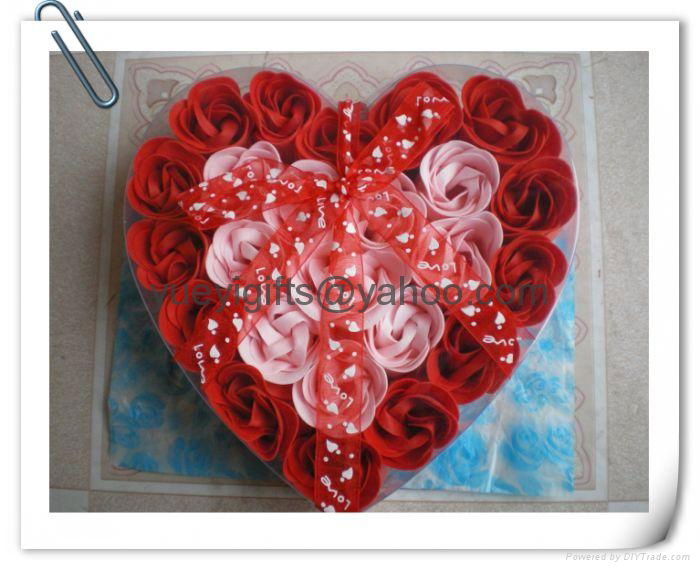 Free shipping:24pcs red rose flower soap travelling use soap flower valentine's  2