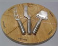 wooden pizza board with stainless steel cheese knife 1