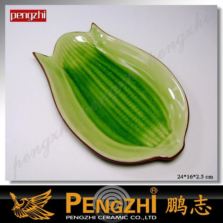 Leaf shape of ice cracke ceramic plate  5