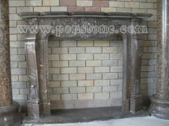 Brown marble fireplace