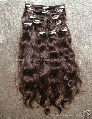 100% remy human hair clips in hair weave/weft 2