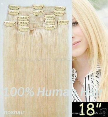100% remy human hair clips in hair weave/weft 4