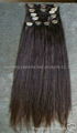 100% remy human hair clips in hair weave/weft 5