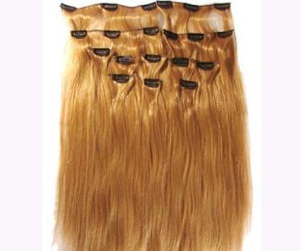 100% remy human hair clips in hair weave/weft