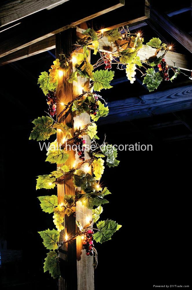 Lighted Grape Leaf Garland