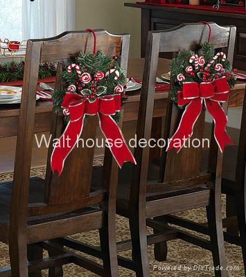 Peppermint Floral Holiday Dining Chair Tie Decoration