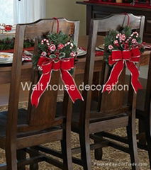 Peppermint Floral Holiday Dining Chair Tie Decoration