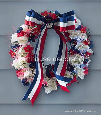 Patriotic Red,White & Blue Optic Wreath