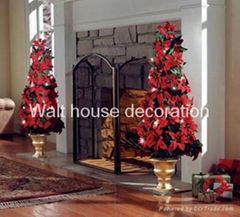 Lighted Poinsettia Holiday Floral Topiary