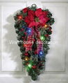 Lighted Christmas Poinsettia Door Swag Decoration 1