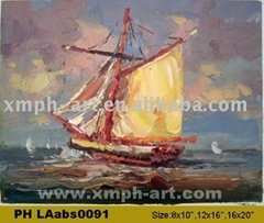 abstract boat oil painting