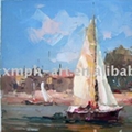 Abstract ship oil painting