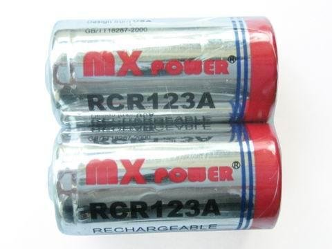 2 pcs of MX Power® RCR123A 3.0V 650mAH - Rechargeable