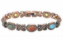 Alloy Magnetic Bracelets with Gemstones 