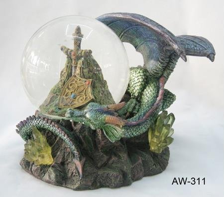 Resin dragon figurine with crystal ball 2