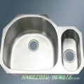 Large Offset Double Bowl Stainless Steel