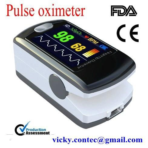 Color display  fingertip pulse oximeter with USB and Software  CE,FDA