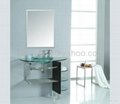 vanity, glass basin, bathroom furniture