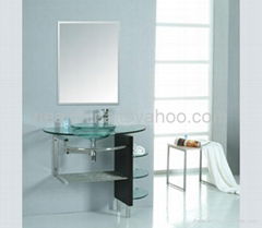 vanity, glass basin, bathroom furniture