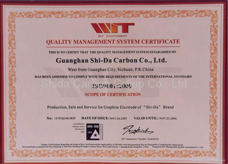 ISO9001 Certificate for Quality Management