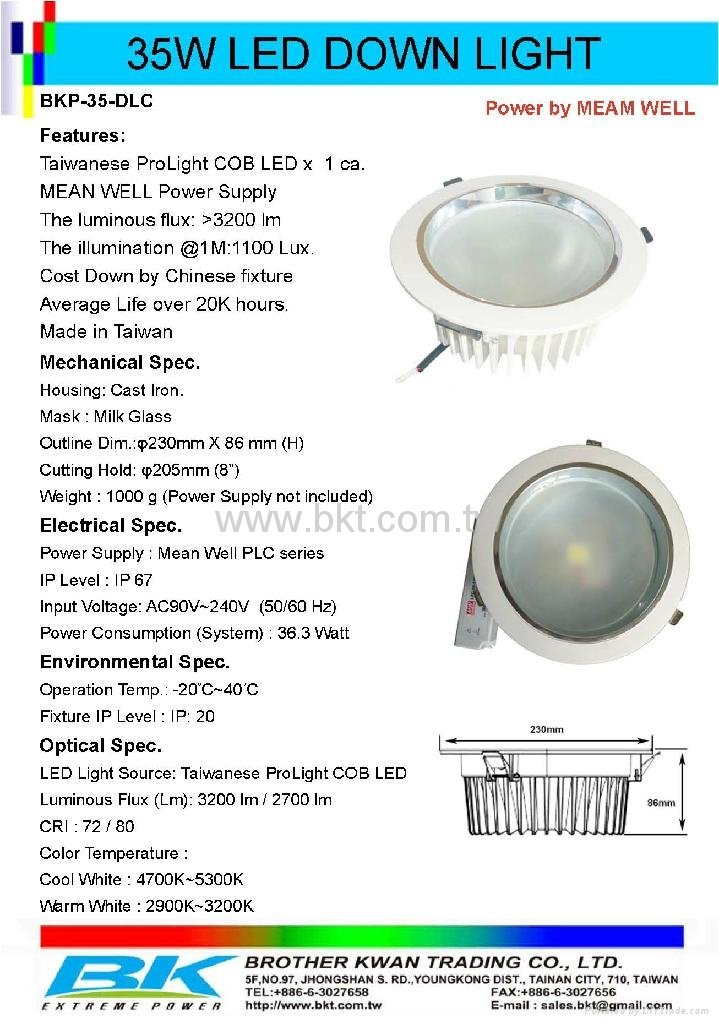 35W COB LED Down Light with Mean Well Power Supply 4