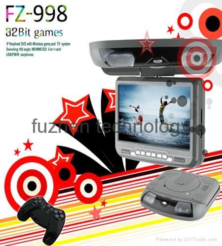  Flip Down DVD Player with 32-bit Games, Remote Control and TV System 