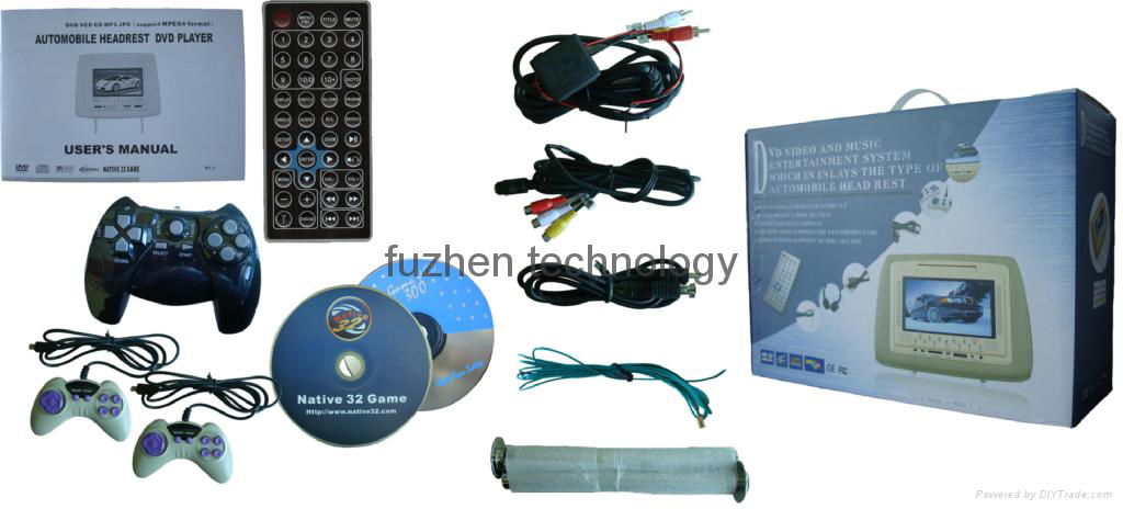 car headrest dvd player with 32bit&8bit wireless game 2