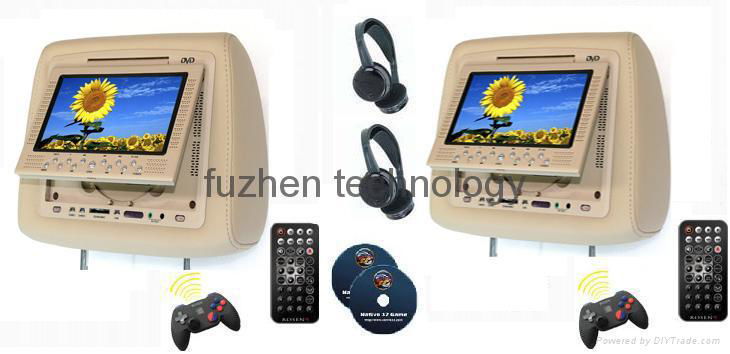 Car Headrest DVD Player with Wireless Game Controller and Remote Control