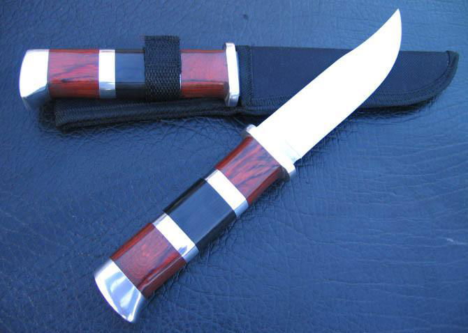 26cm 420A steel hunting knife with Color wooden+steel handle